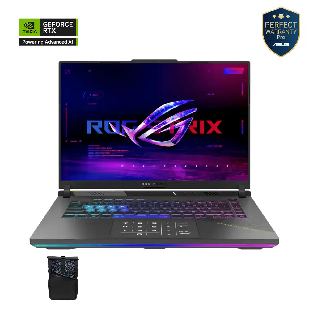أسوس روج ستريكس G16 G614PR-RV161W - بطاقة رسومات RTX 5070 Ti بسعة 12 جيجابايت - رايزن 9 8940HX - ذاكرة 16 جيجابايت رام - قرص 1 تيرابايت SSD  - شاشة 16 بوصة FHD+ WUXGA بمعدل تحديث 165 هرتز - نظام ويندوز 11