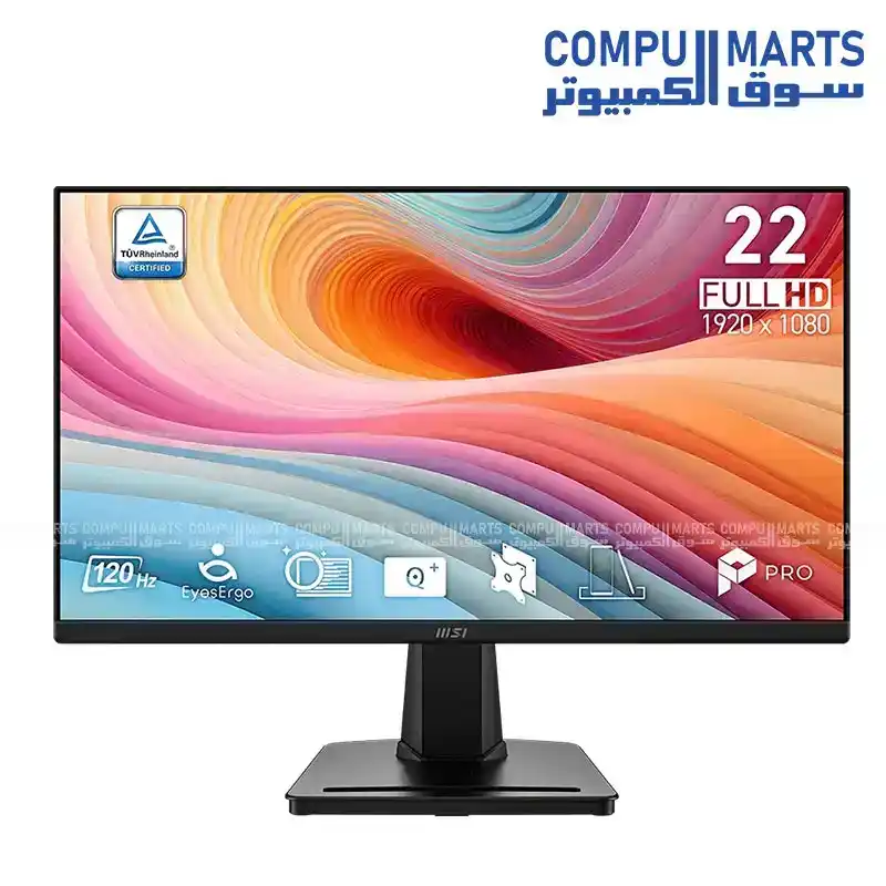 MSI PRO MP225 E12VL 21.45 Inch FHD 1920x1080 120Hz VA Monitor with Adaptive-Sync 1ms MPRT 300 nits HDMI and VGA