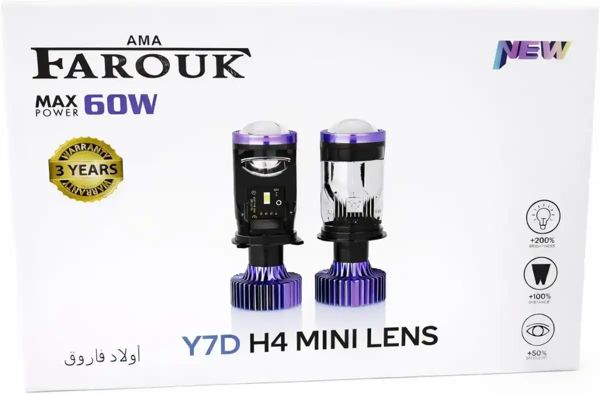 طقم مصابيح أمامية للسيارة Y7D H4 LED، بحد أقصى سطوع 5000 لومن (200% سطوع)