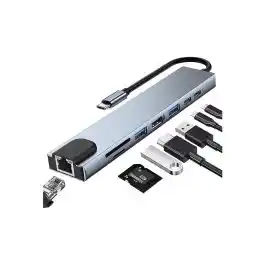 هاب كوجر 1x8 تايب سي منفذان USB 3.0 - منفذ HDMI - منفذان USB-C - منفذ بطاقة SD - منفذ LAN