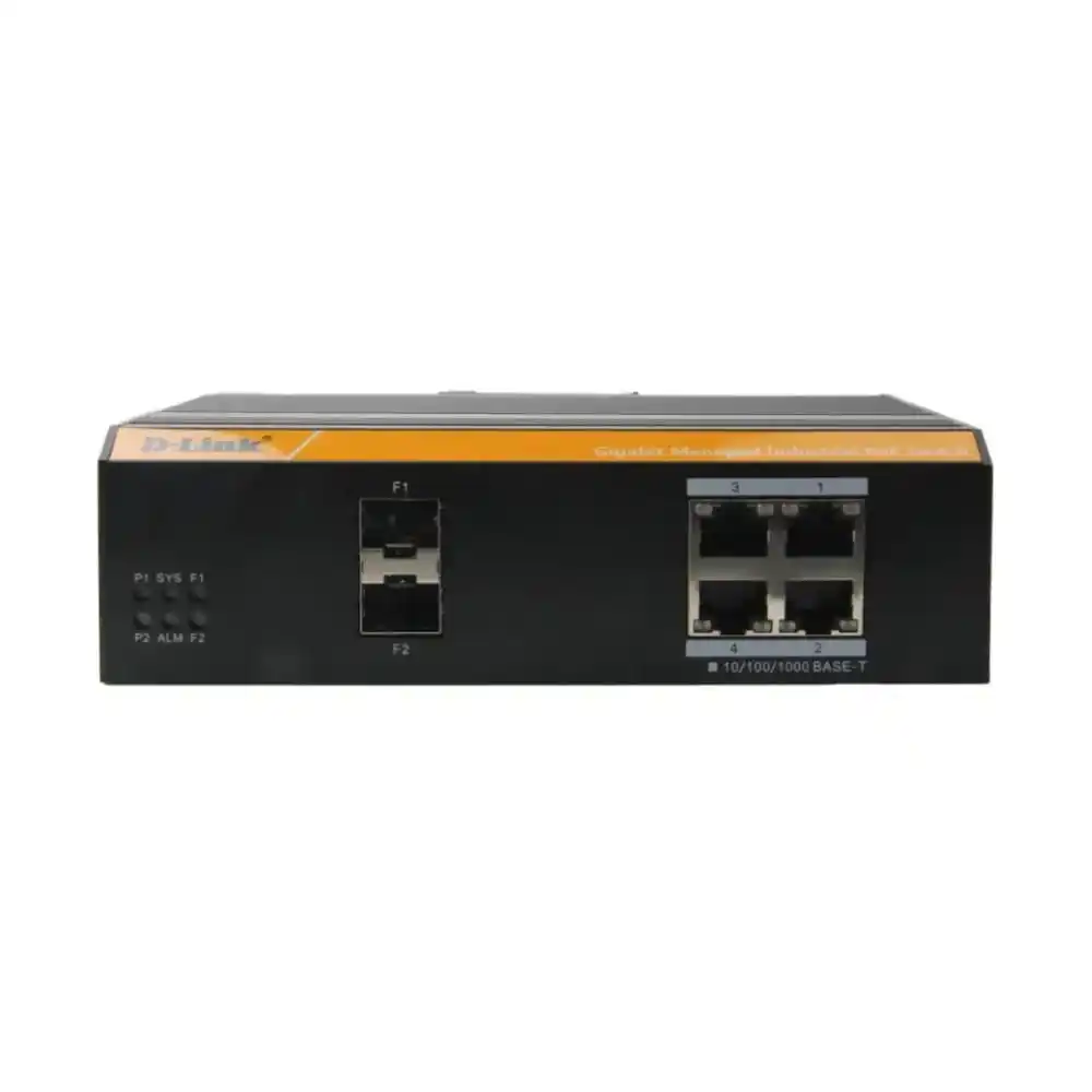 D-Link Managed L2 Industrial DGS-F3004P-2S 6 Port Gigabit PoE 2 SFP 12 Gbps DIN Rail/Wall