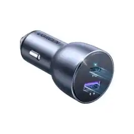 شاحن سيارة UGREEN بتقنية PD، منفذ USB-C ومنفذ USB-A، 52.5 واط - رمادي