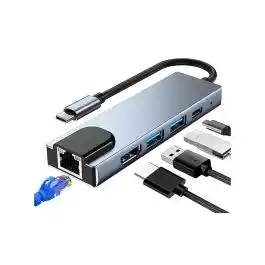 كوجرهاب 5 فى 1 USB-C الى 2 ×RJ45, HDMI, USB-C, USB 3.0