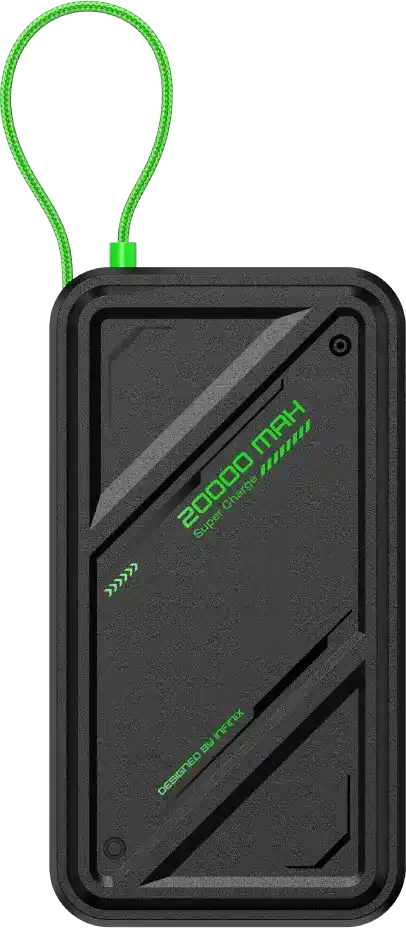 باور بانك GT POWER انفنيكس XP20GT سعة 20000 مللي أمبير بقوة 55 وات 3 منافذ - أسود