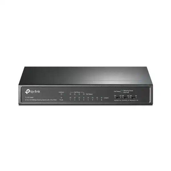 تي بي لينك TL-SF1008P سويتش PoE+، مزود بـ8 منافذ بسرعة 10/100 ميجابايت في الثانية