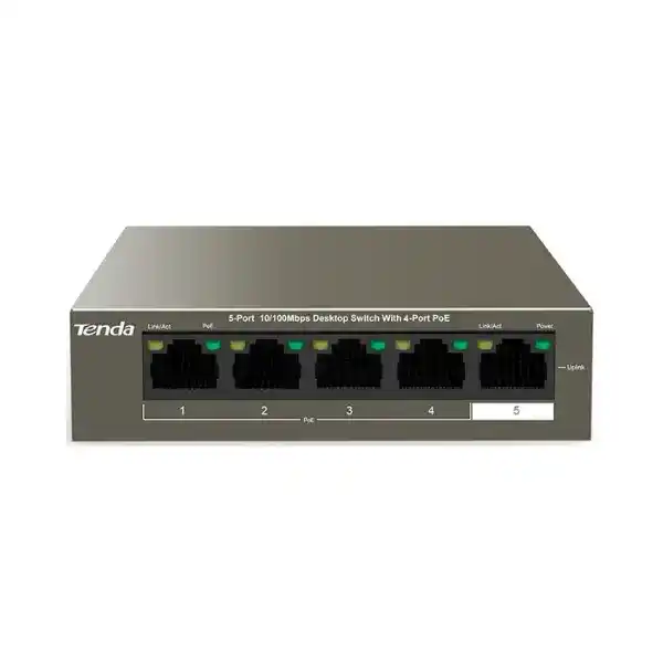 تيندا TEF1105P-4-63W سويتش PoE، مزود بـ 5 منافذ بسرعة 10/100 ميجابت في الثانية