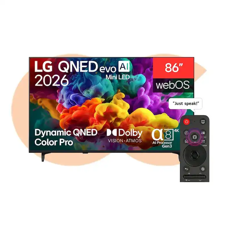 Best-Selling شاشة إل جي QNED evo AI QNED85 Mini LED 4K سمارت 86 بوصة – موديل 86QNED85B6T | Available Now at EHAB Center Home Appliances