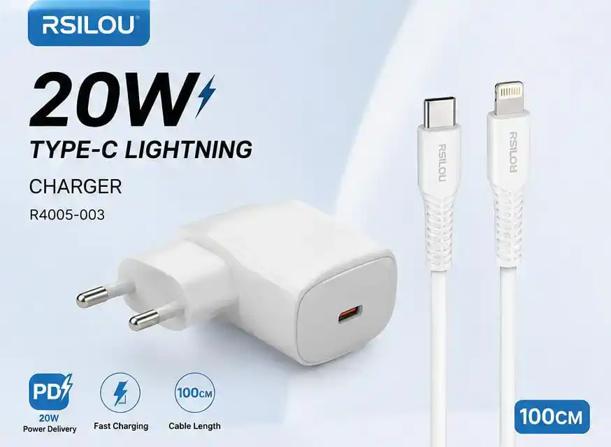 CHARGER RSILOU TYPE-C LIGHTNING 20W 100CM (R4005-003)