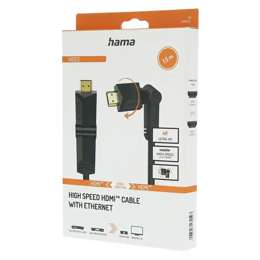 كابل هاما High Speed HDMI™ موصل إلى موصل إيثرنت 1.5متر أسود HAMA205011