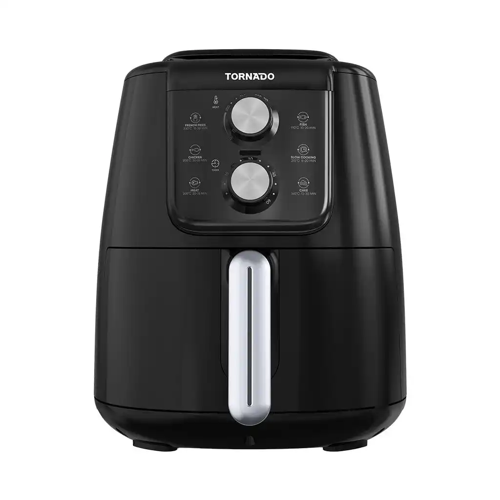 قلاية هوائية بدون زيت تورنيدو 1550 وات 4 لتر تحكم يدوي أسود × سيلفر THF-1554M-XL-BS