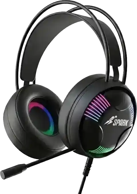 سماعات رأس سلكية سبارك للألعاب مزودة بـ RGB عن طريق USB مع جاك 3.5 ملم H107 - اسود