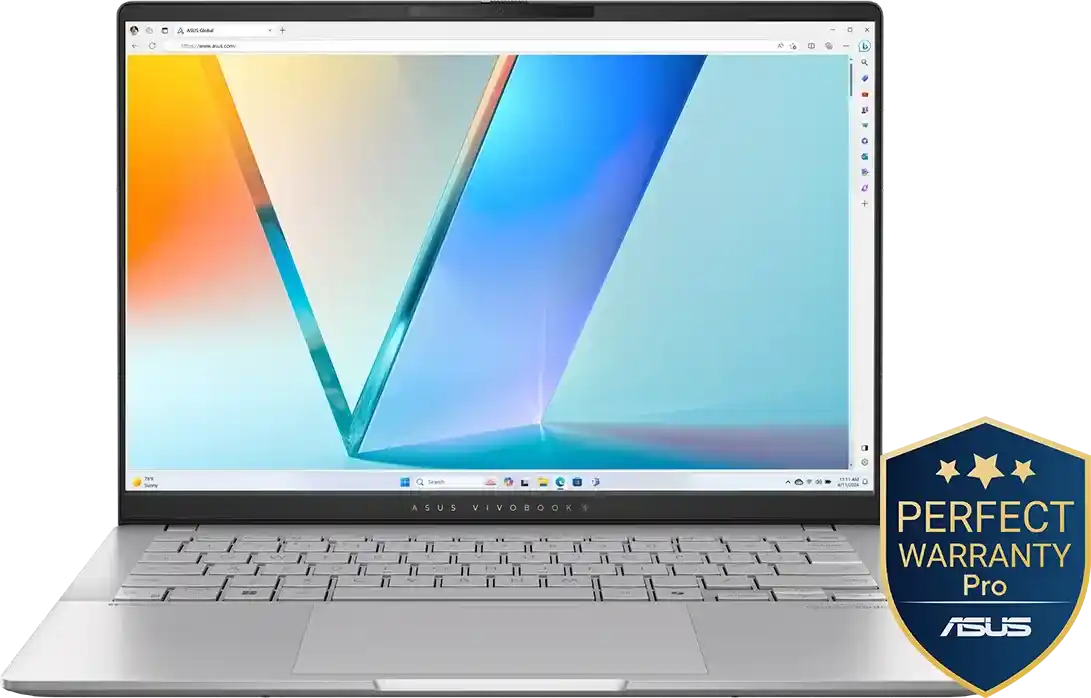 لابتوب اسوس فيفو بوك S14 OLED M5406UA-QD055W معالج AMD Ryzen 9-8945HS رام 16 جيجا هارد 512GB SSD كارت شاشة AMD Radeon مدمج شاشة 14.0 بوصة OLED WUXGA- ويندوز 11 هوم- فضي