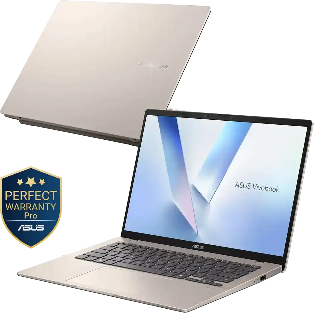 لابتوب فيفوبوك 14 X1407QA-LY045W معالج Snapdragon X X1 26 100 رام 16 جيجا هارد 512GB SSD شاشة WUXGA 16.0 بوصة كارت شاشة Qualcomm Adreno مدمج- ويندوز 11 هوم- ذهبي