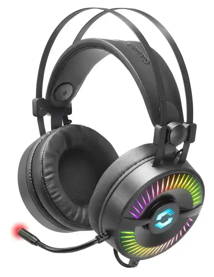 سماعة جيمينج محيطية سبيد لينك SL-860006-BK ، سماعة راس سلكية باضاءة RGB، أسود