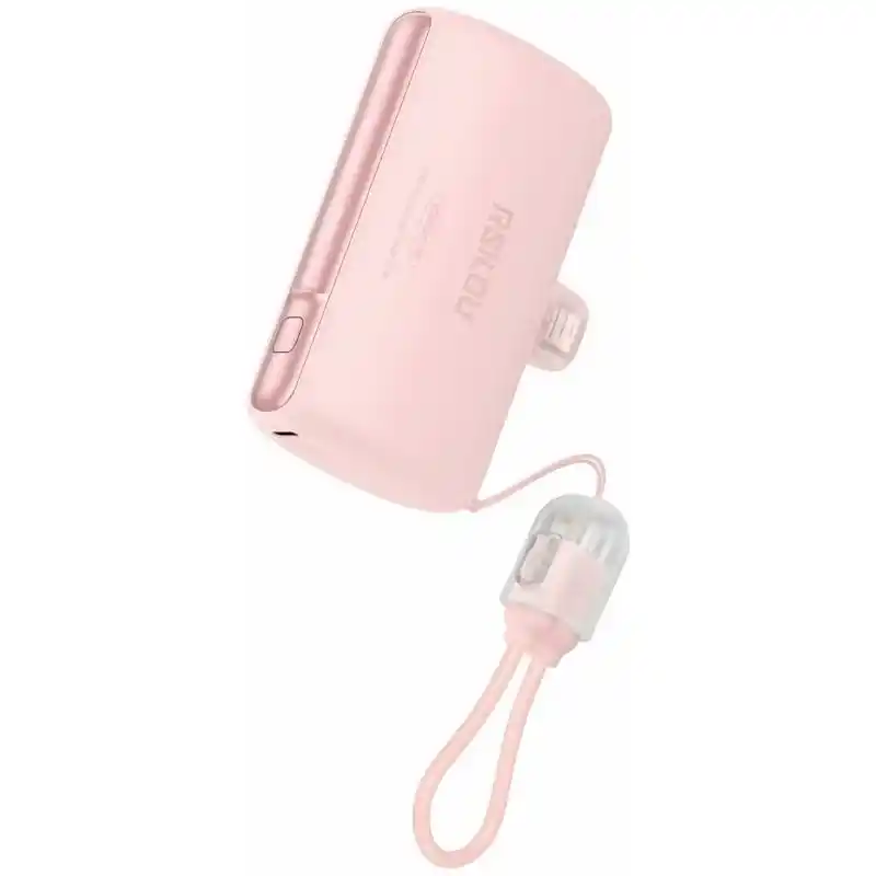 باور بانك ارسيلو سلكي ديجيتال مزود بكابل Type-C + لايتينج مدمج، 10000 مللي امبير، 2 منفذ, USB-C + لايتينج، بينك - R1028-001