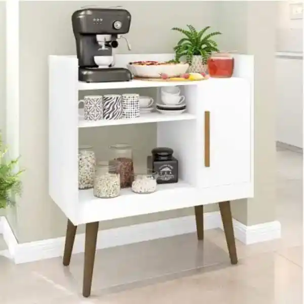 كوفى كورنر ام دى اف، 80×30×85 سم - ابيض خشبى
