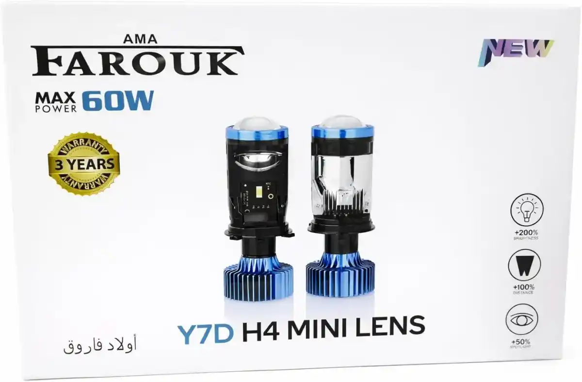 طقم مصابيح أمامية للسيارة Y7D H4 LED، بحد أقصى سطوع 5000 لومن (200% سطوع)