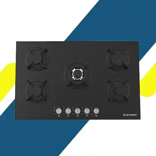 مسطح غاز إيكوماتيك بلت إن – 90 سم – 5 شعلات – كريستال أسود – موديل – S907RC