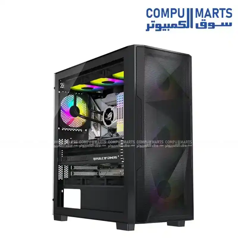XANDER  VELOX Flow E-ATX ATX M-ATX ITX Gaming Case with Mesh Front Panel Tempered Glass Side Panel 400mm GPU Support 170mm CPU Cooler Clearance 360mm Radiator Support and 10 Fan Support