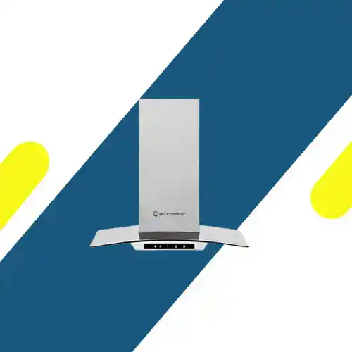 شفاط مطبخ إيكوماتيك مدمج 60 سم بتصميم منحني فضي بقوة شفط 1000 م³/الساعة - H6210KGTX