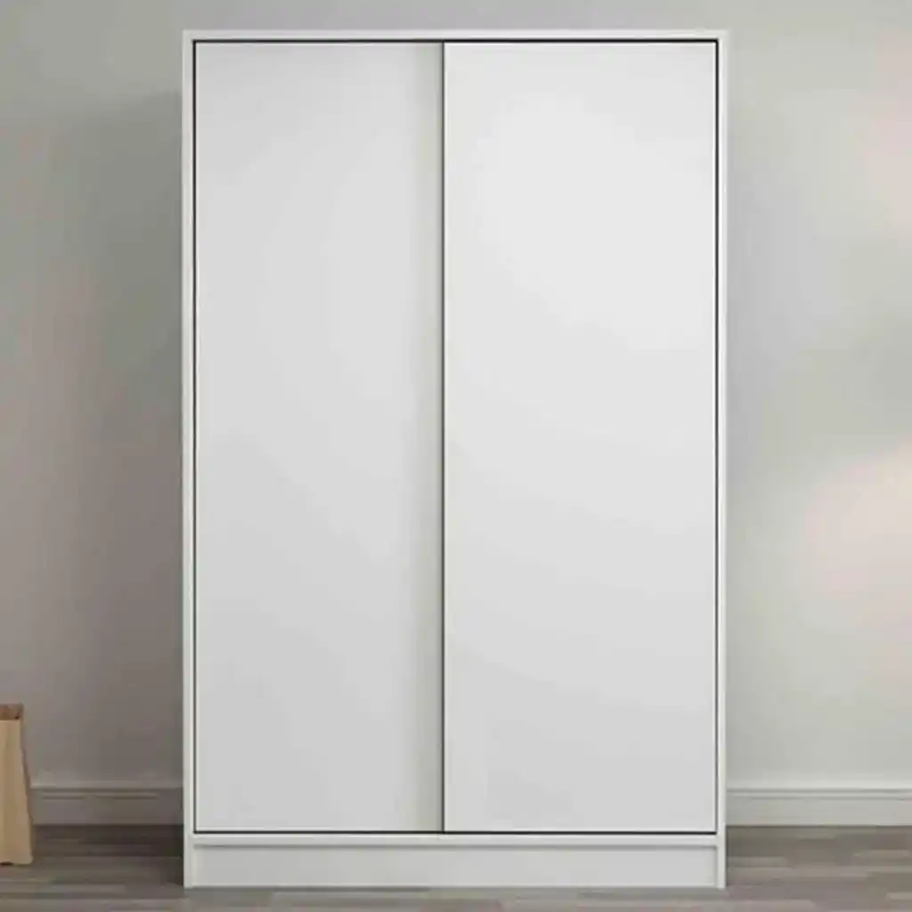 دولاب خشب إتحاد أوروبي ضلفتين أبيض - 120x40x180 سم