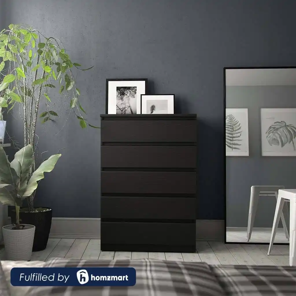 MDF Unit Drawer 5 Drawers Black - 40×100×50 cm