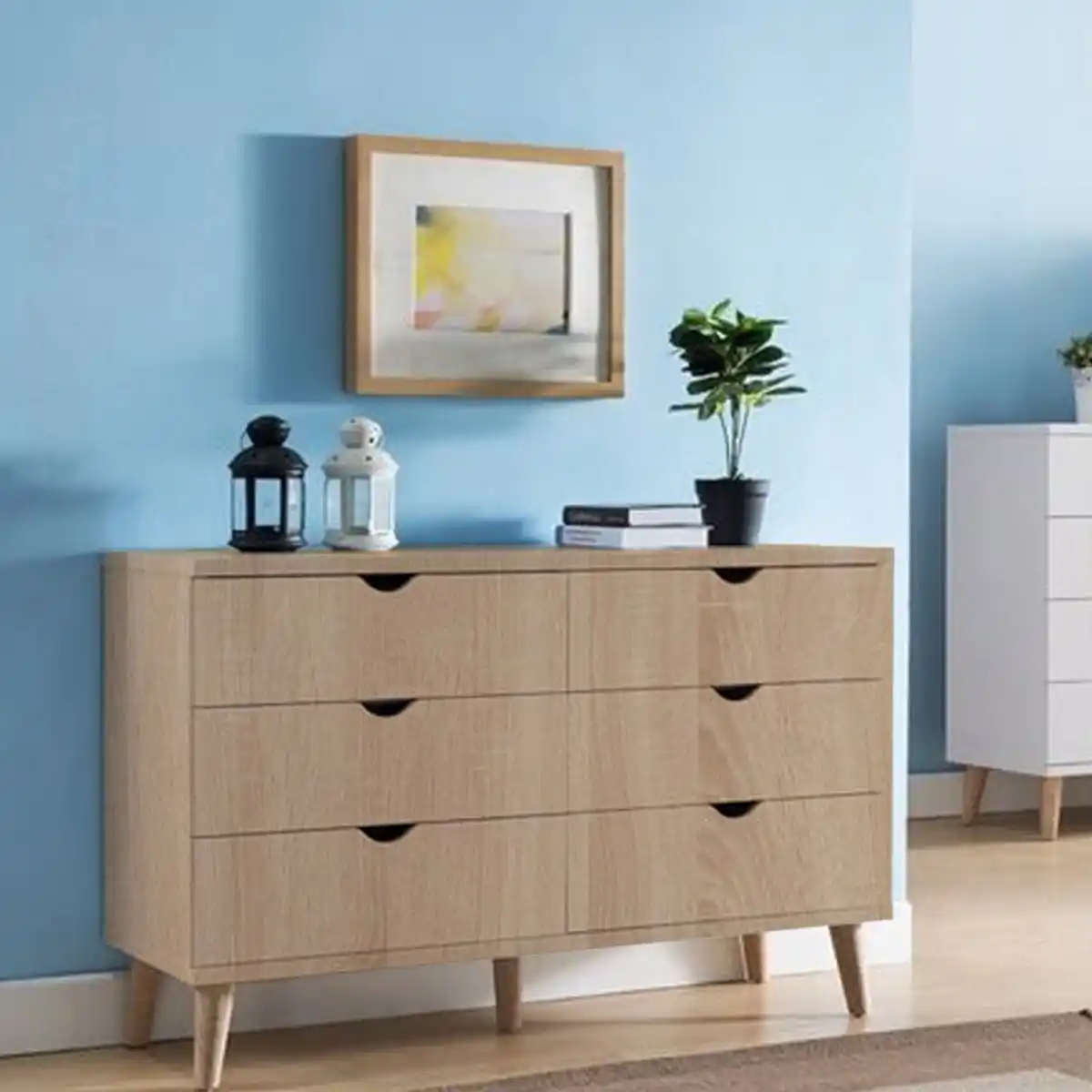 MDF Unit Drawer 6 Drawers Beige - 40×100×120 cm