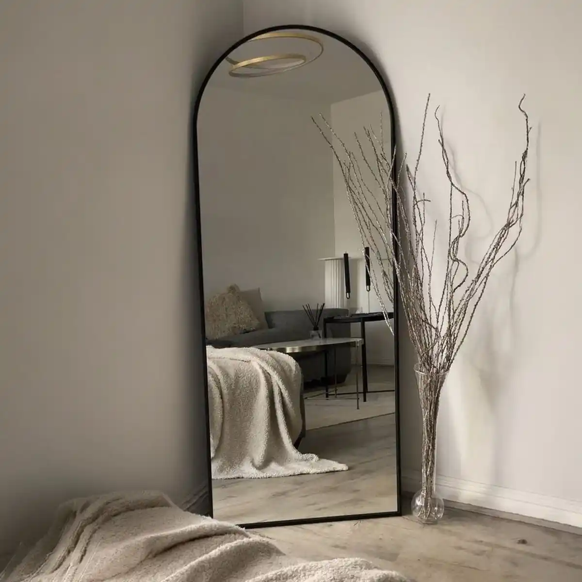 مرايا مودرن فايبر اسود - 80×180 سم