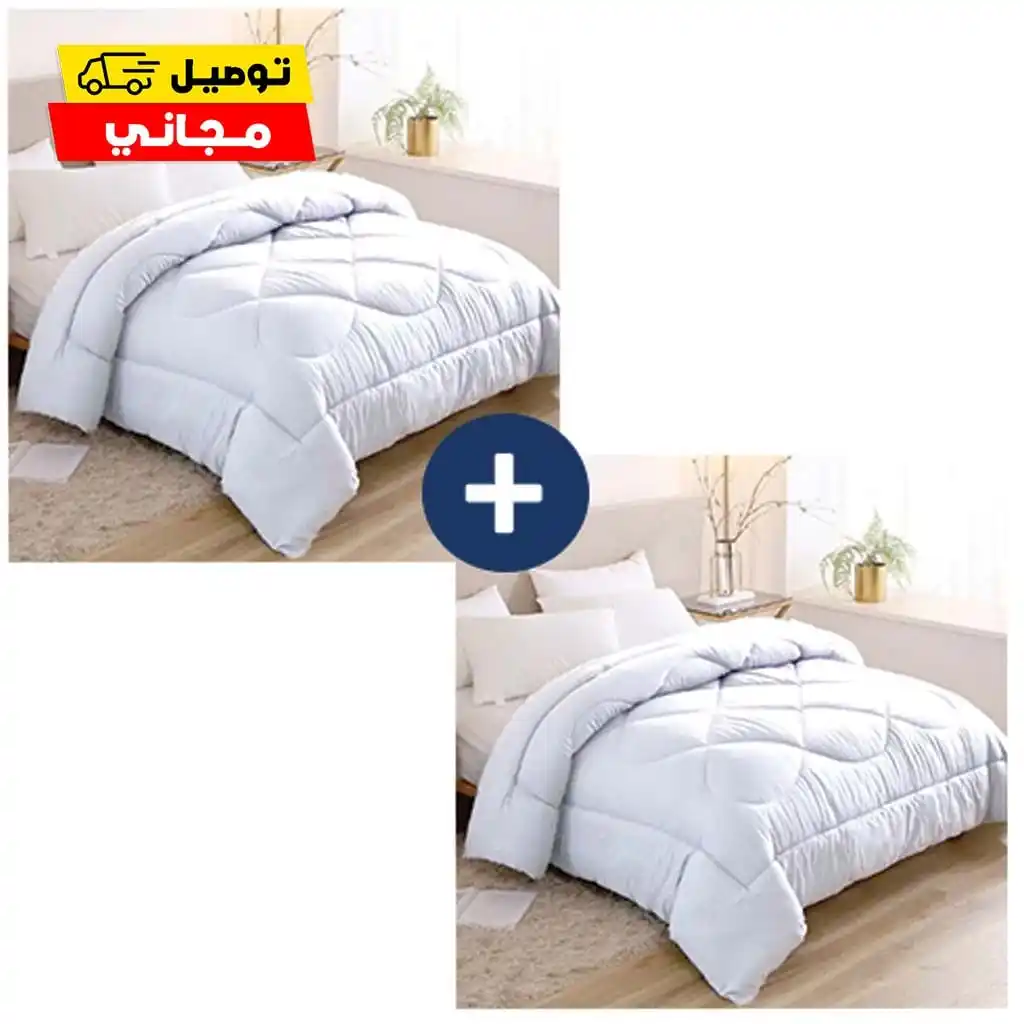 طقم لحاف شتوى فايبر قطعتين من سنوز - أبيض