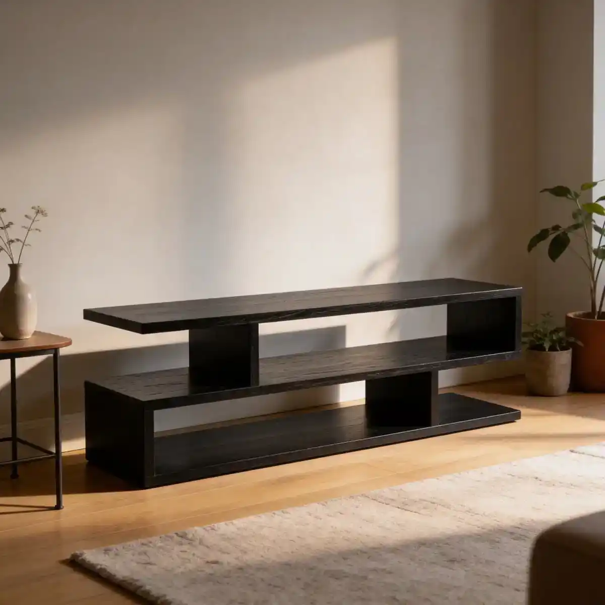 وحدة تلفزيون ام دي اف أسود - 120 × 30 × 45 سم