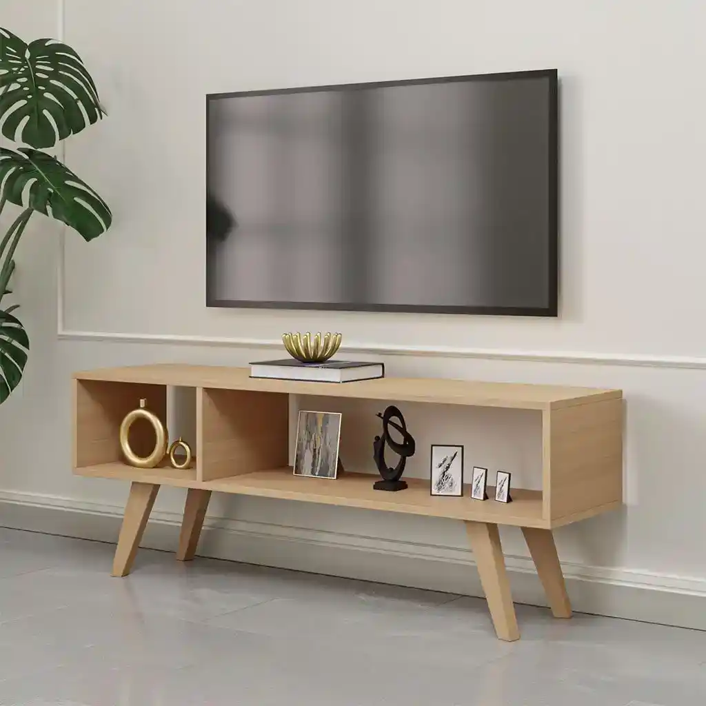 وحدة تلفزيون خشب موسكي بيج - 120×30×45 سم