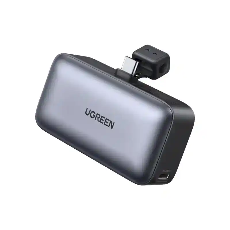 باور بانك موديل Ugreen PB503 بسعة 5000 مللي أمبير مع منفذ USB-C وموصل USB-C مدمج - رمادي
