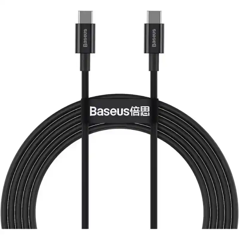 كابل Baseus Superior Series من Type-C إلى Type-C للشحن السريع 100W – طول 2 متر – أسود