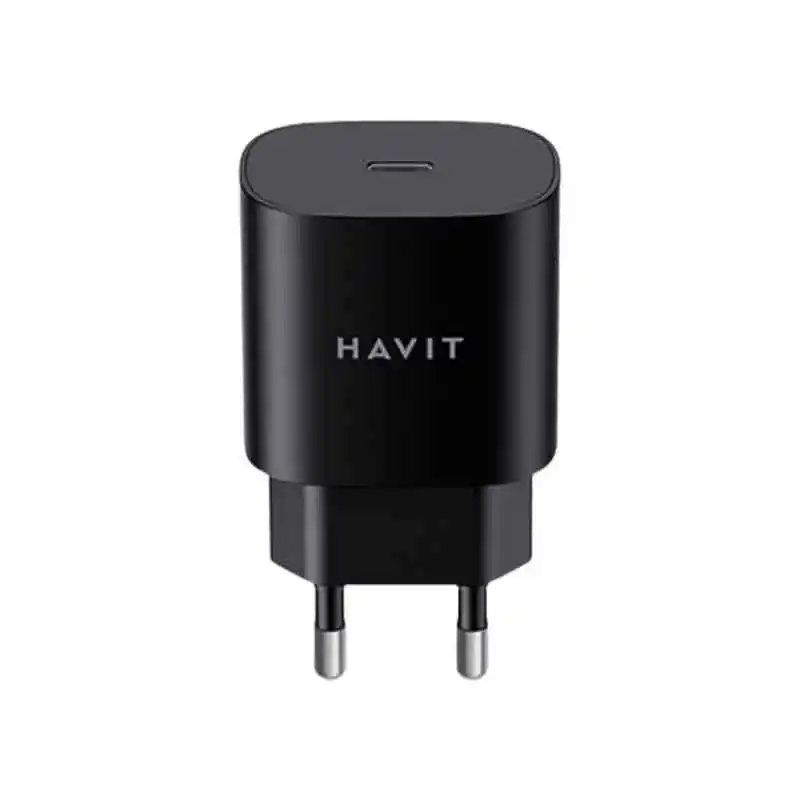 شاحن هافيت منزلي USB-C قدرة 25 وات – أسود