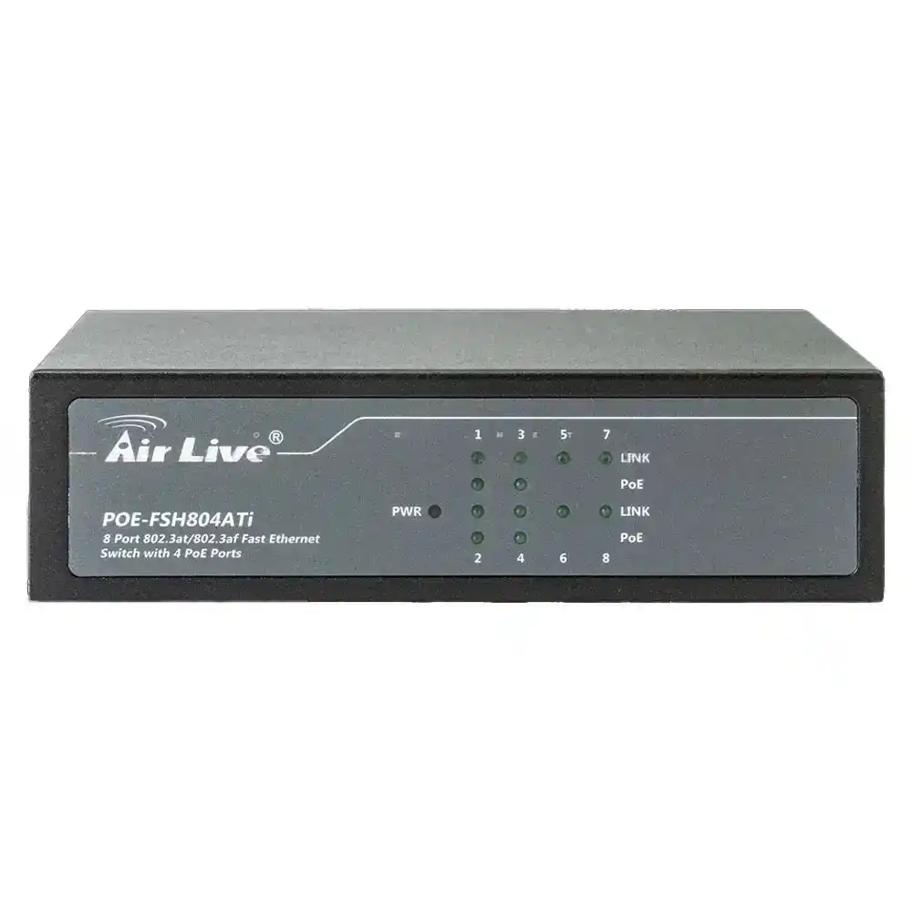 سويتش ايرلايف 4 منافذ 10/100 ميجابت في الثانية (+PoE) + 4 منافذ (RJ45) 10/100 ميجابت في الثانية 60 وات POE-FSH804ATi Unmanaged Desktop