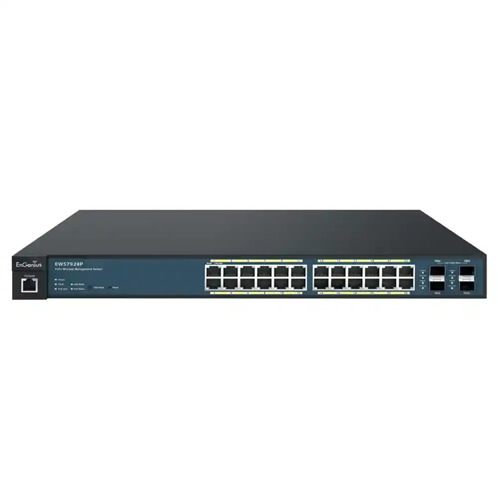 سويتش ان جينيس 24 منفذ 1000/100/10 ميجابت في الثانية (PoE+) + 4 منافذ (SFP) 1000/100/10 ميجابت في الثانية + منفذ كونسول 185 وات EWS7928P Managed Rackmount