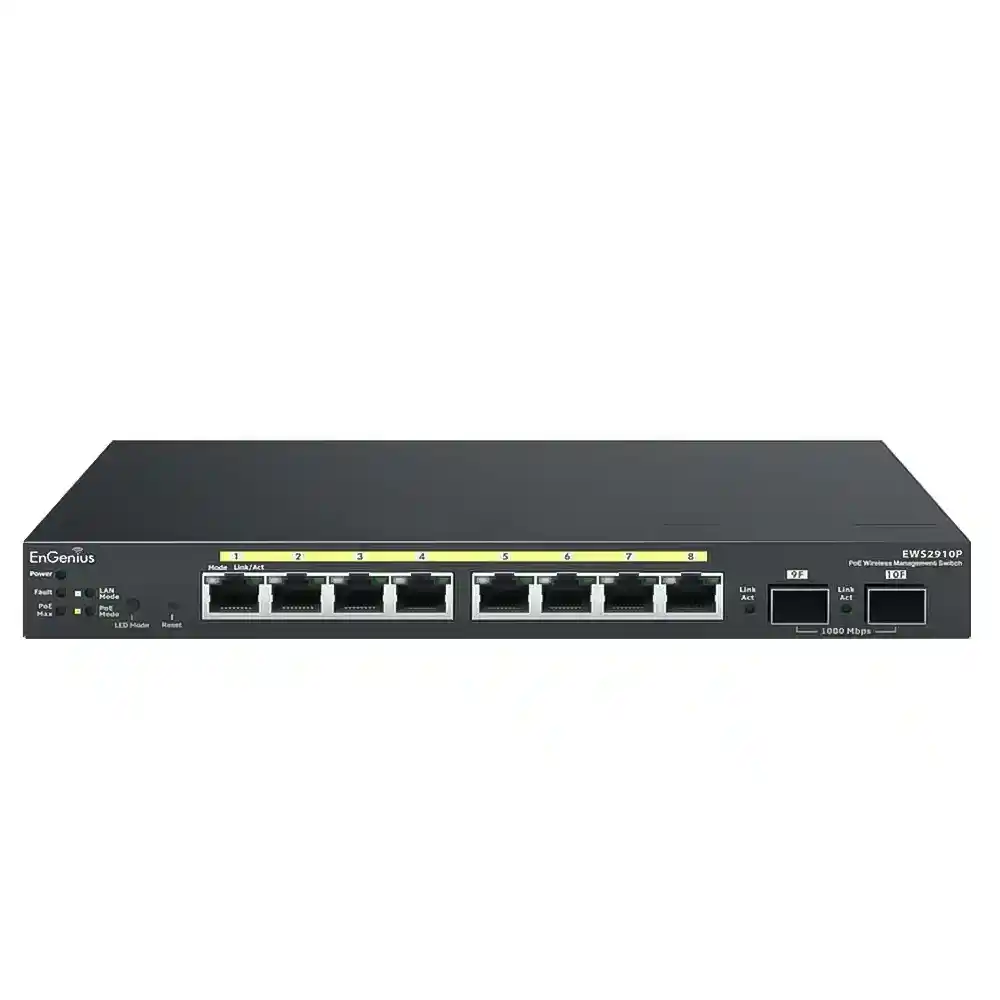 سويتش ان جينيس 8 منافذ 1000/100/10 ميجابت في الثانية PoE + منفذين (SFP) 1000/100/10 ميجابت في الثانية 61.6 وات EWS2910P Managed Desktop