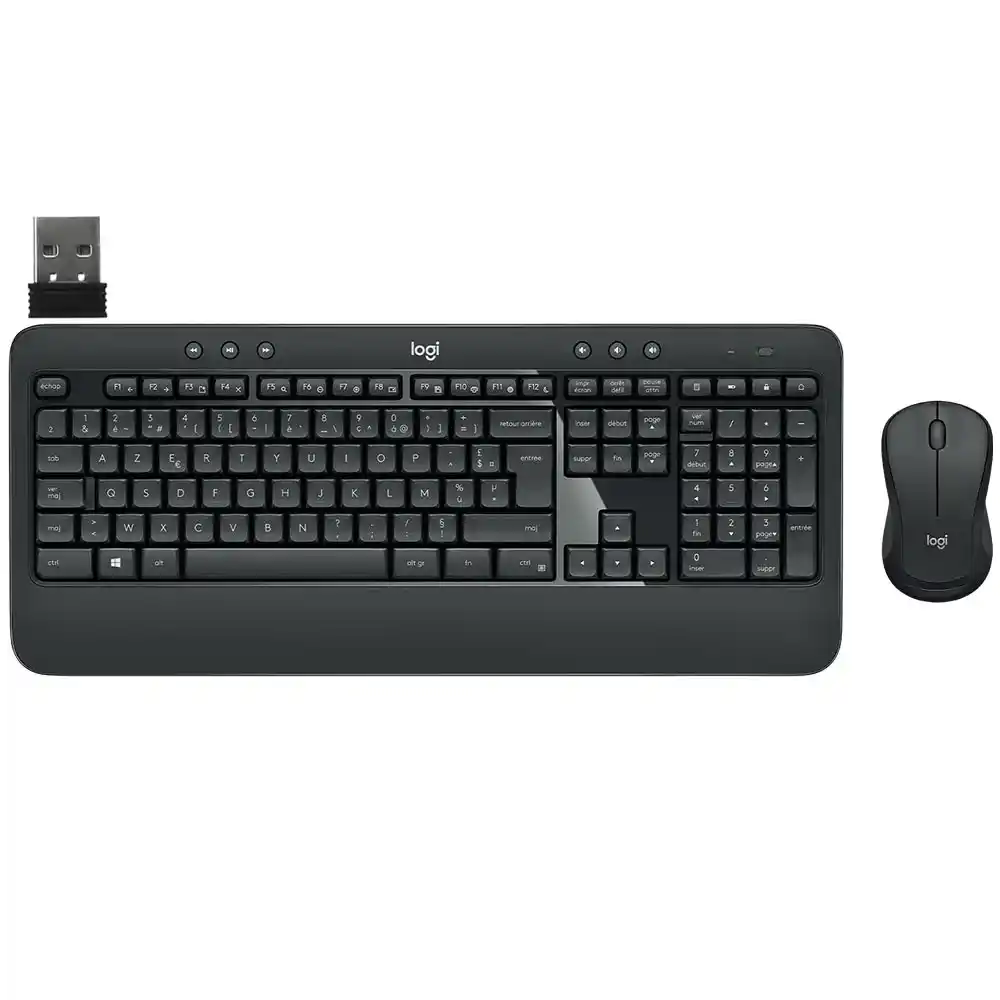 كيبورد + ماوس لوجيتك لاسلكي كومبو إنجليزي وعربي MK540 Advanced - أسود