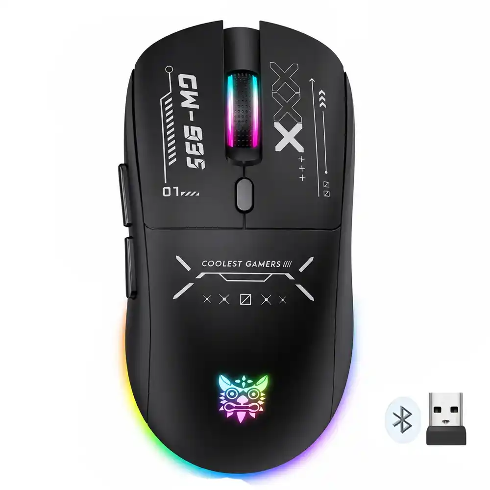 ماوس اونيكوما لاسلكي و سلكي بلوتوث ثلاثي الوضع قابل للشحن RGB جيمنج 12800 نقطة فى البوصة CW935 - أسود