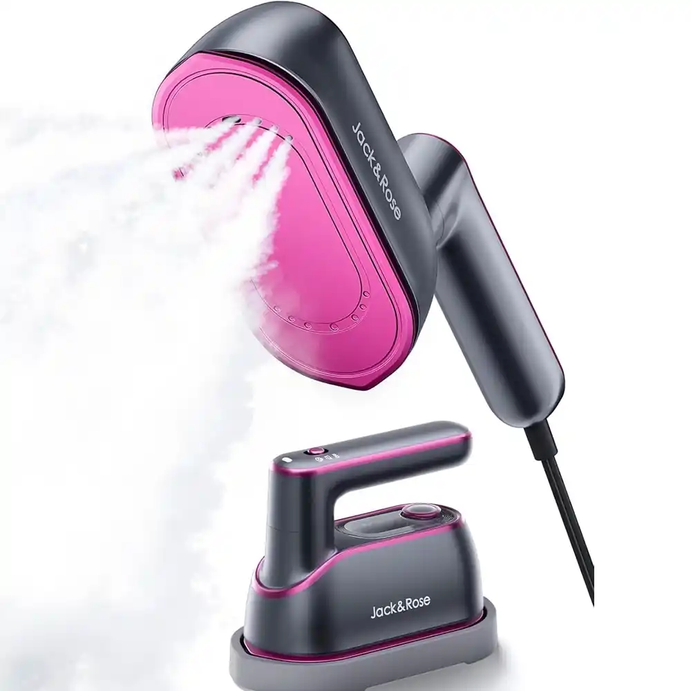 مكواة بخار محمولة جاك روز للسفر - 2 في 1 - 1200 واط - خزان مياه 100 مل - أسود - SI09UAK - مكة ستور