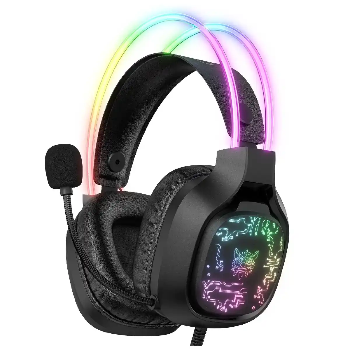 أونيكوما X22 سماعة رأس الألعاب السلكية USB + 3.5mm بإضاءة RGB ديناميكية رائعة وميكروفون