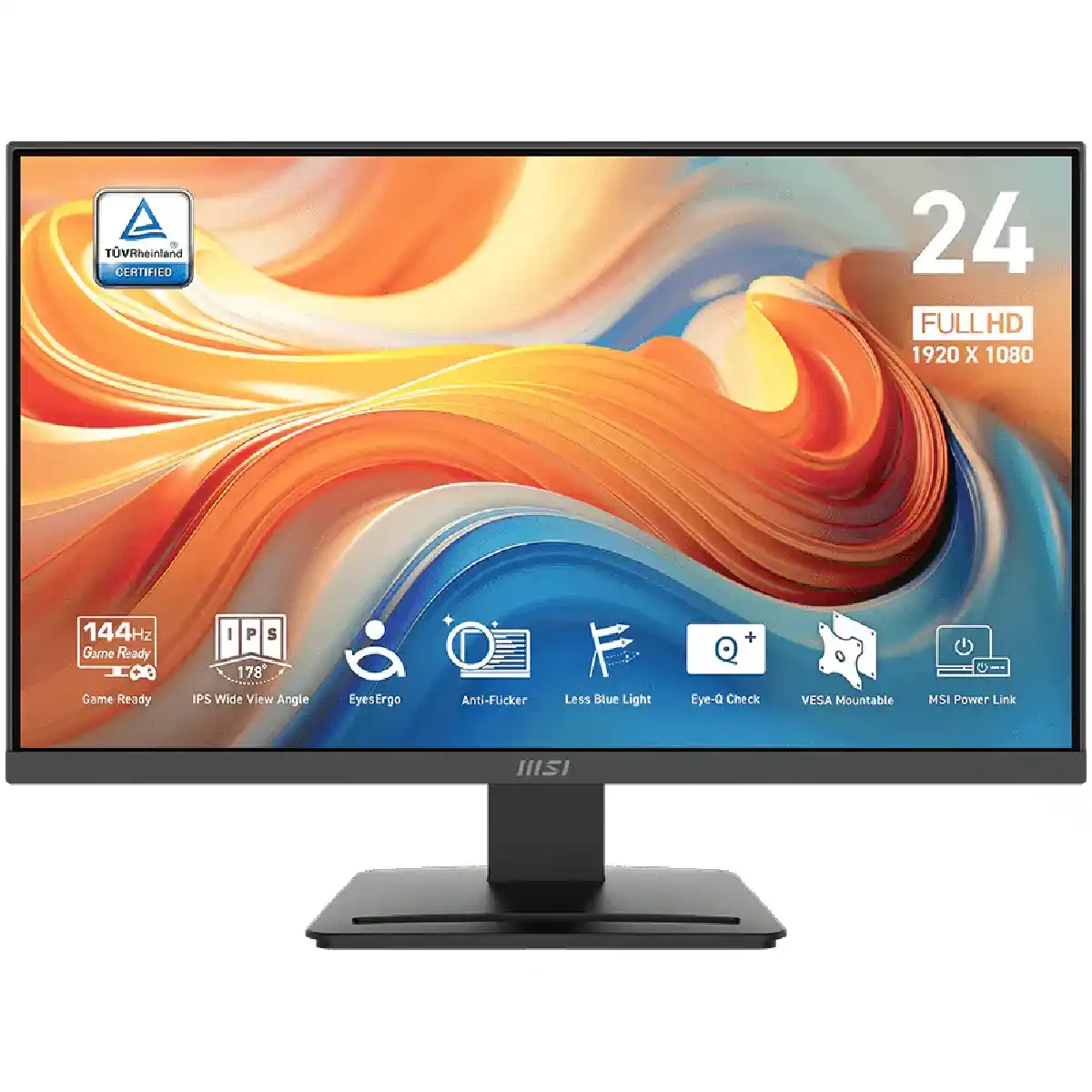 إم إس آي برو MP243L E14 شاشة مقاس 24 بوصة، دقة FHD، لوحة IPS، تردد 144 هرتز، تقنية Free-Sync، زمن استجابة 1 مللي ثانية - أسود