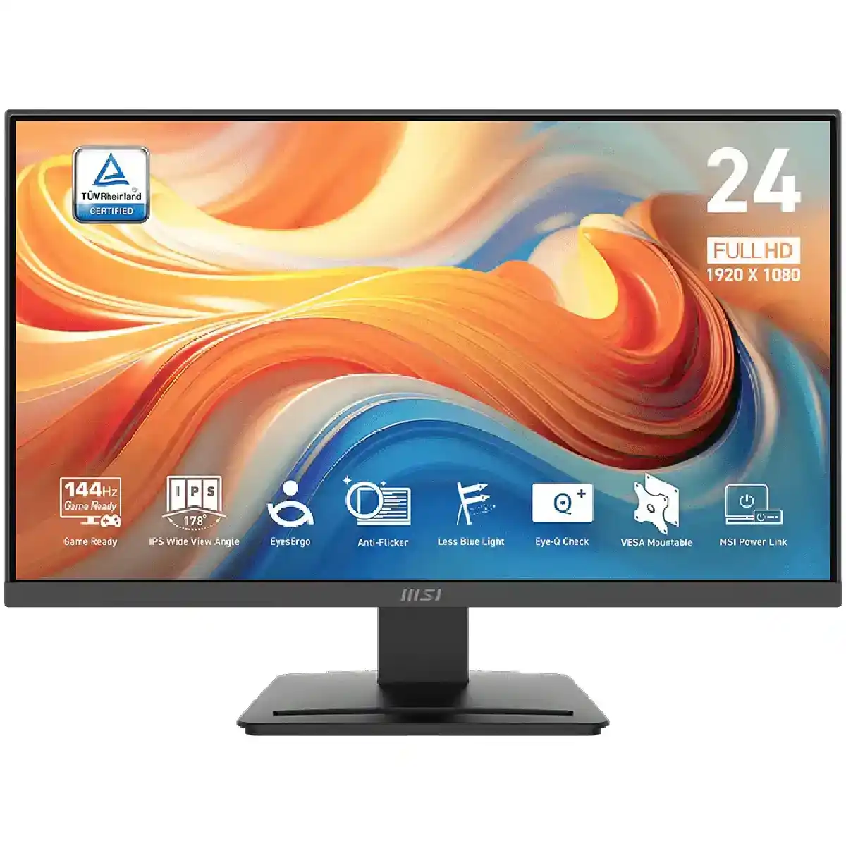 إم إس آي برو MP243L E14 شاشة مقاس 24 بوصة، دقة FHD، لوحة IPS، تردد 144 هرتز، تقنية Free-Sync، زمن استجابة 1 مللي ثانية - أسود