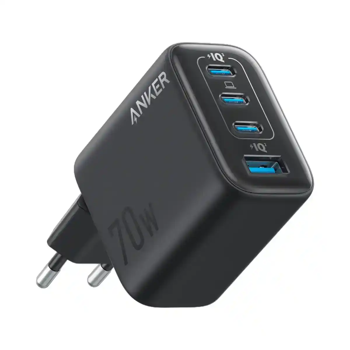 أنكر زولو شاحن B121CL11 (70 واط، 4 منافذ) مع كابل USB-C - أسود