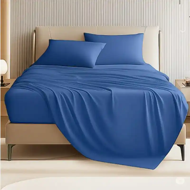 طقم ملاية سرير مايكروفايبر سنوز، 180×235 سم - أزرق