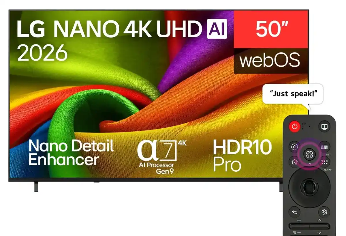 تلفزيون ال جي سمارت 50 بوصة 4K UHD، NANO مع ريسفر داخلي، ماجيك ريموت، 50NU850B6LA - اسود
