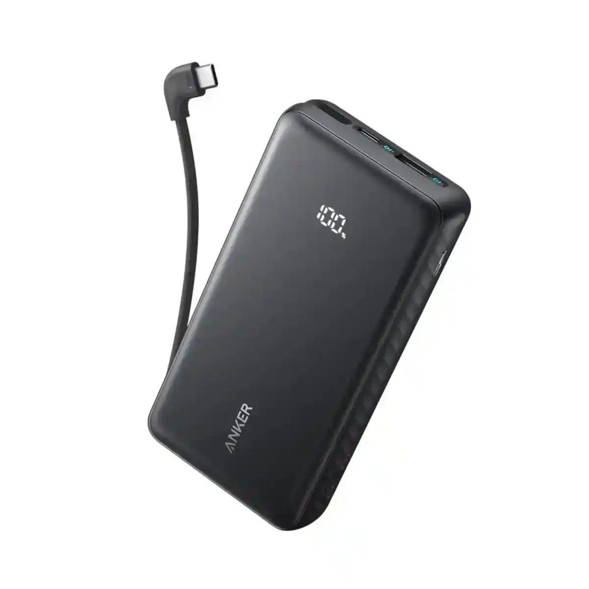 باور بانك انكر Zolo سلكي ديجيتال مع كابل مدمج USB-C، بسعة 20000 مللي امبير، 3 منفذ، بقوة 22.5 وات، USB-C + USB-A، اسود - A110EH11