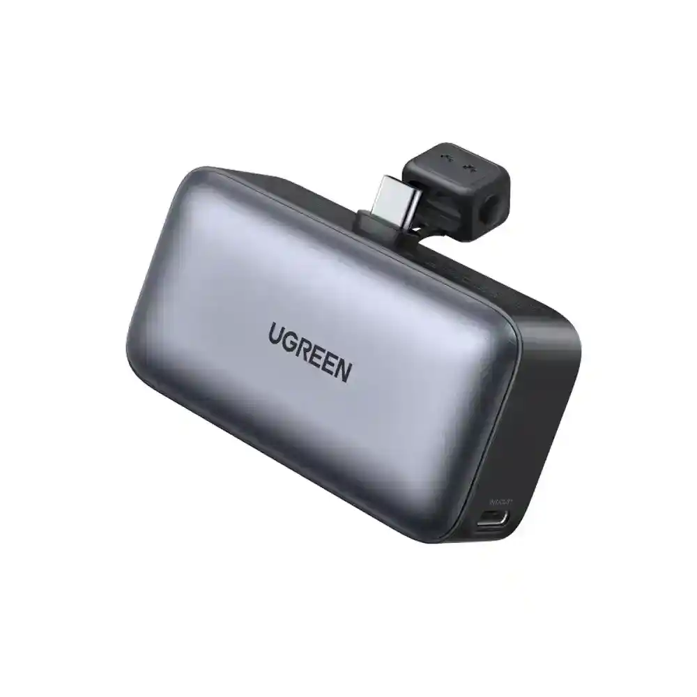باور بانك UGREEN بسعة 5000 مللي أمبير، شحن سريع 20 واط PD مع موصل USB-C مدمج PB503 – أسود
