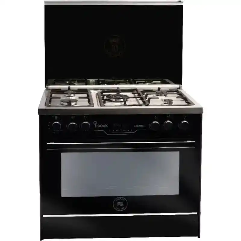 Unionaire  بوتاجاز 5 شعلة 90×60 أمان كامل بمروحتين للفرن C69SS-GC-511-ICPS2F-IS-2W-AL -  أسود وفضي