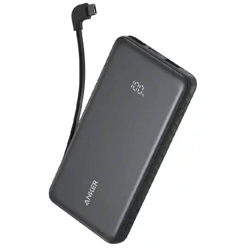 أنكر زولو باور بنك 10000 مللي أمبير، 22.5 واط، وكابل USB-C مدمج، A110DH11